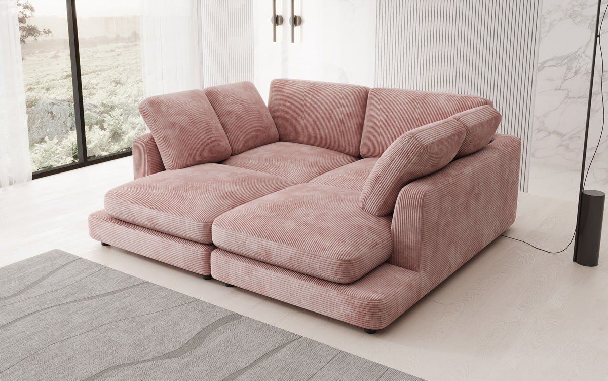 Designer loungebank Thalessa in ribstof