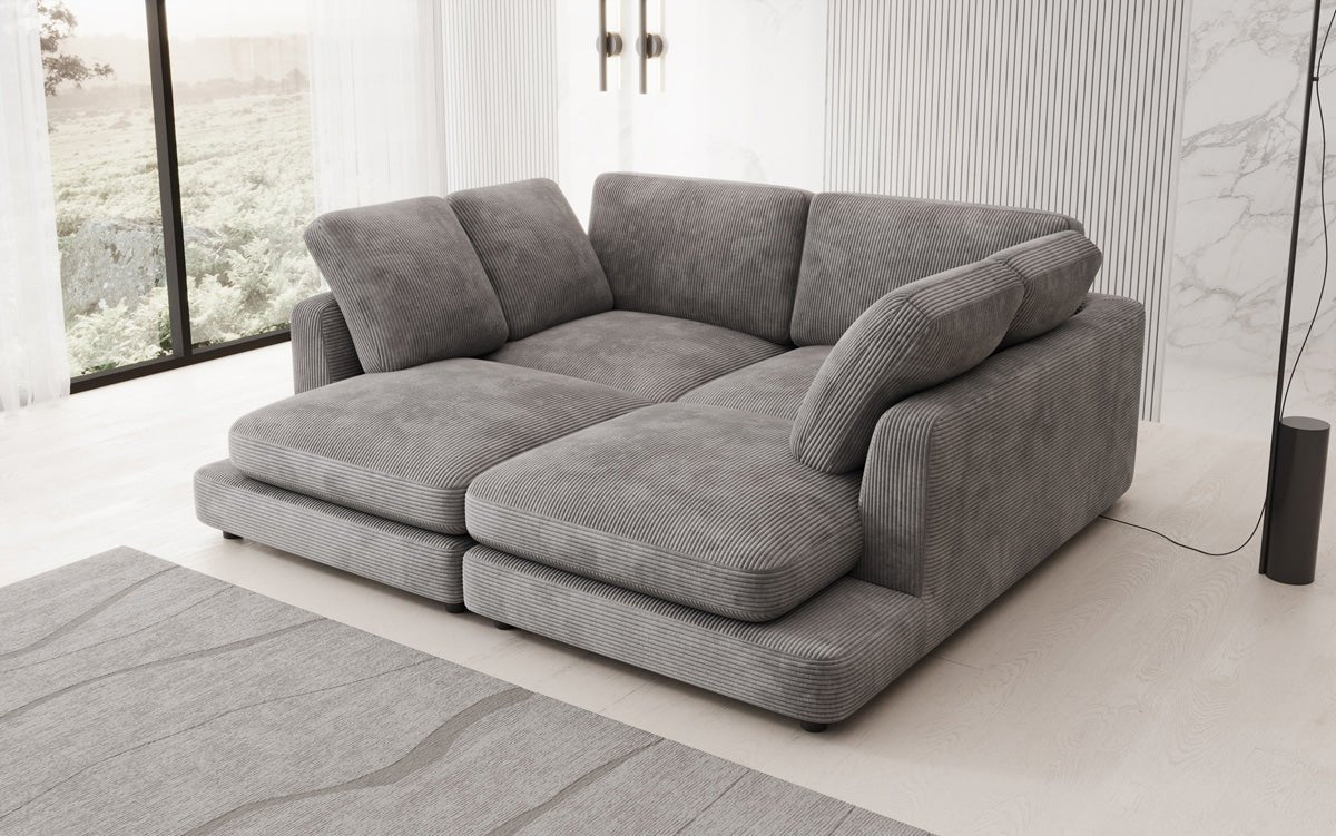 Designer loungebank Thalessa in ribstof