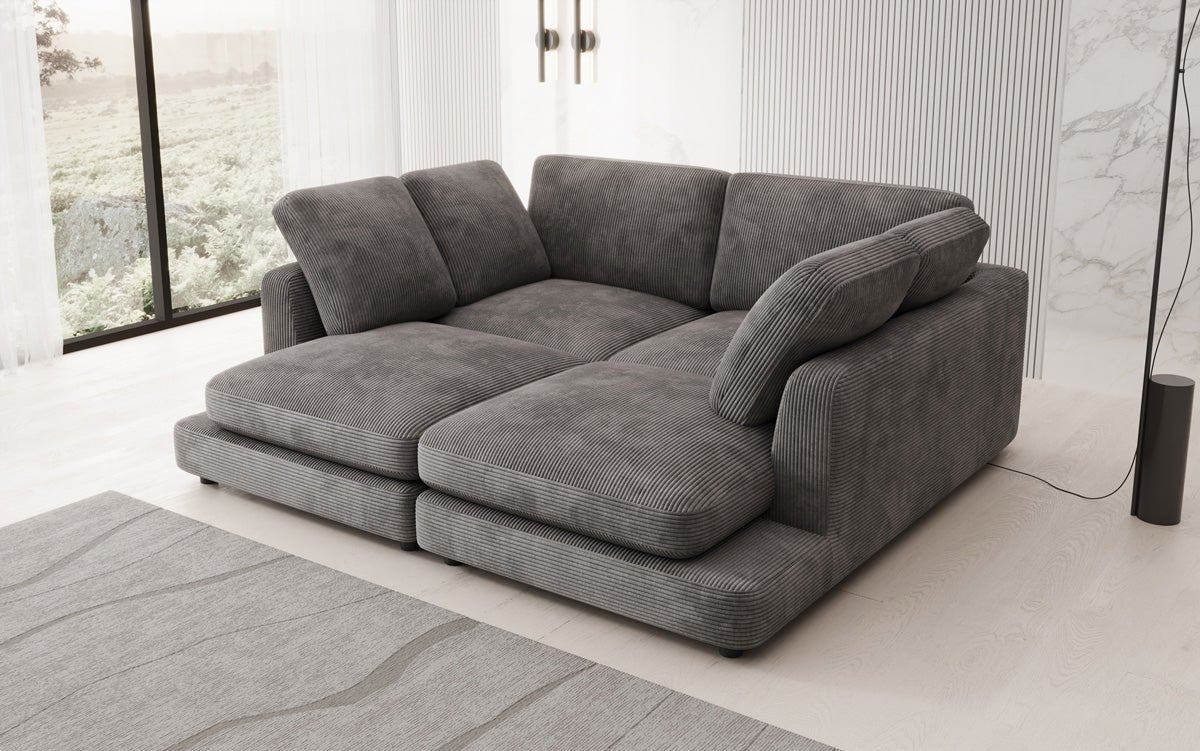 Designer loungebank Thalessa in ribstof