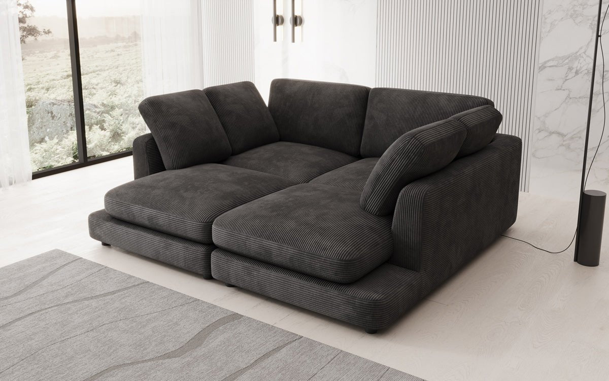 Designer loungebank Thalessa in ribstof