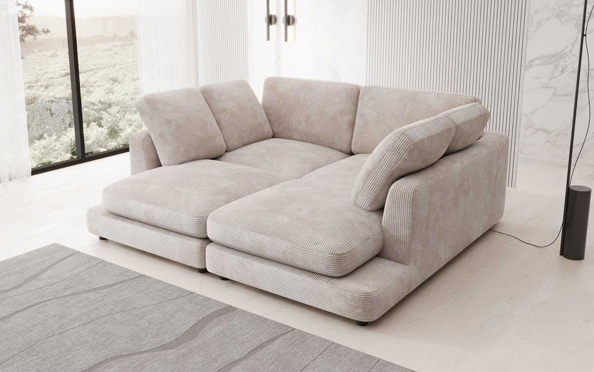 Designer loungebank Thalessa in ribstof