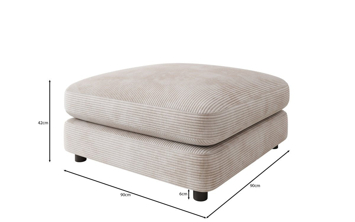 Bijzetkruk Thalessa in Ribstof 90x90cm