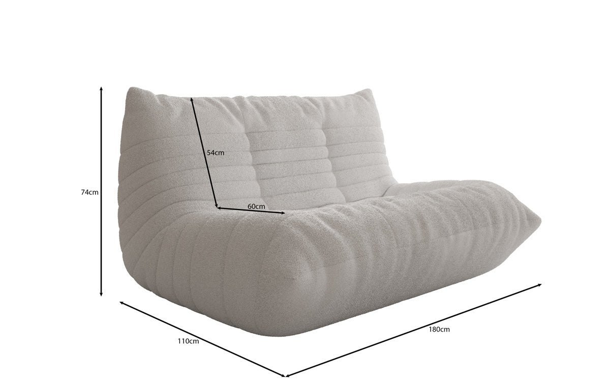 Designer 2-zits bank Calmo in Teddystof Bouclé