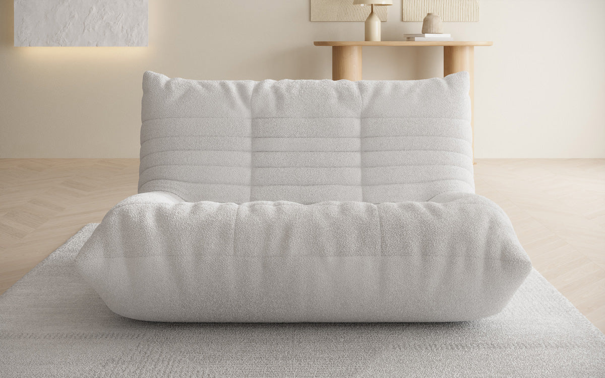 Designer 2-zits bank Calmo in Teddystof Bouclé