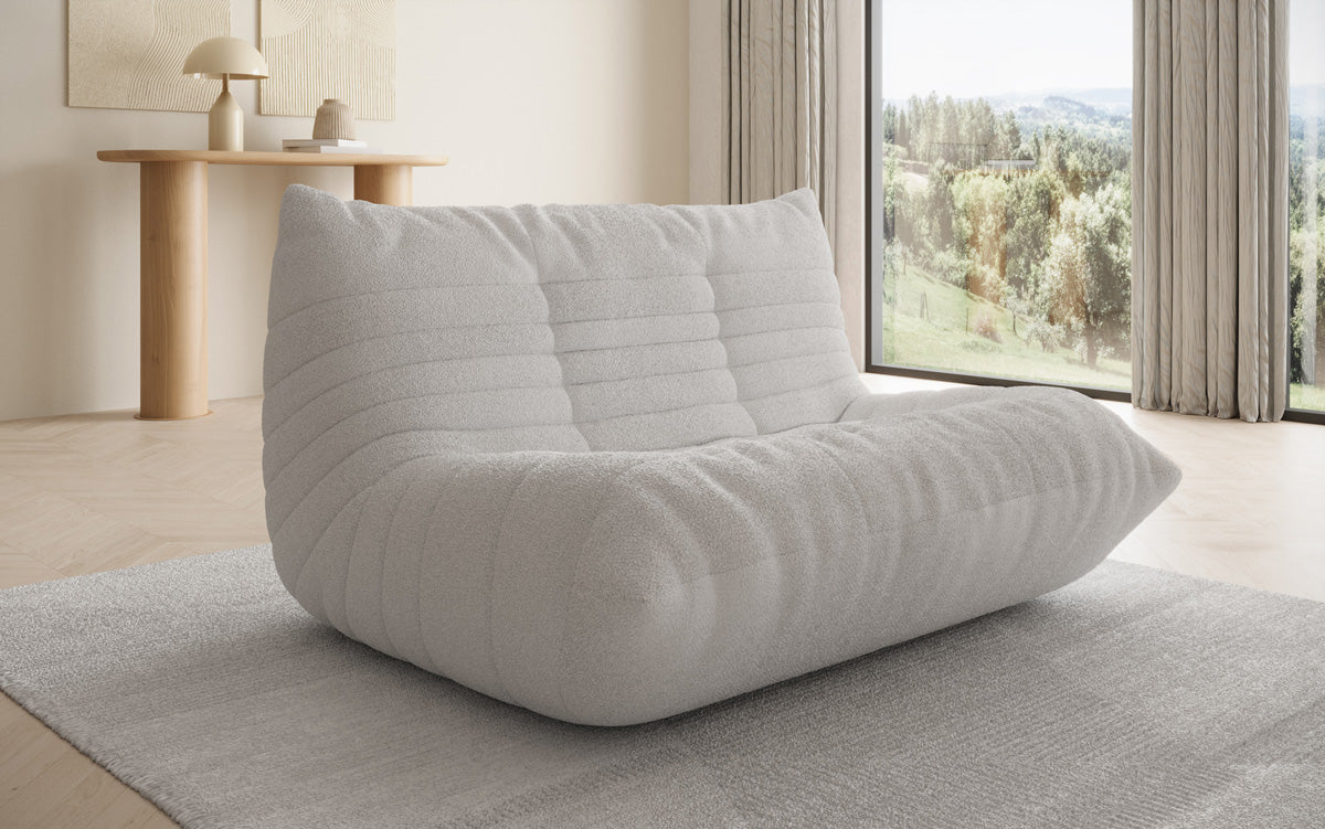 Designer 2-zits bank Calmo in Teddystof Bouclé