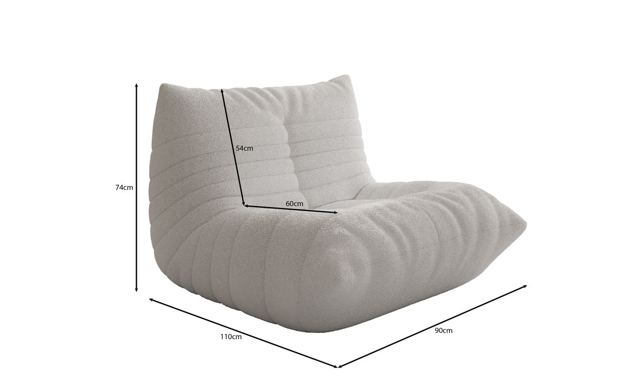 Designer Sofa-fauteuil Calmo in Teddystof Bouclé