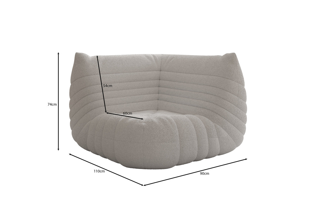 Designer Eckmodul Sofa-Sessel Calmo in Teddystof Bouclé