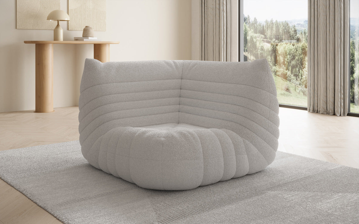 Designer Eckmodul Sofa-Sessel Calmo in Teddystof Bouclé