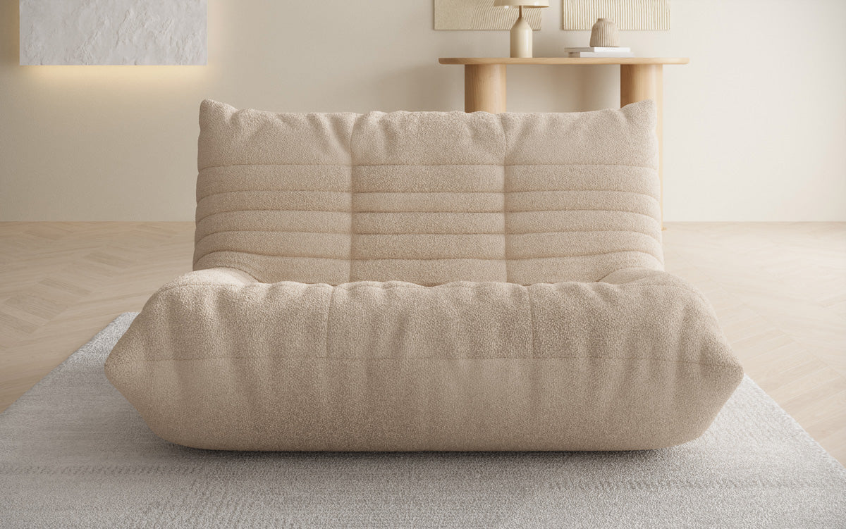 Designer 2-zits bank Calmo in Teddystof Bouclé