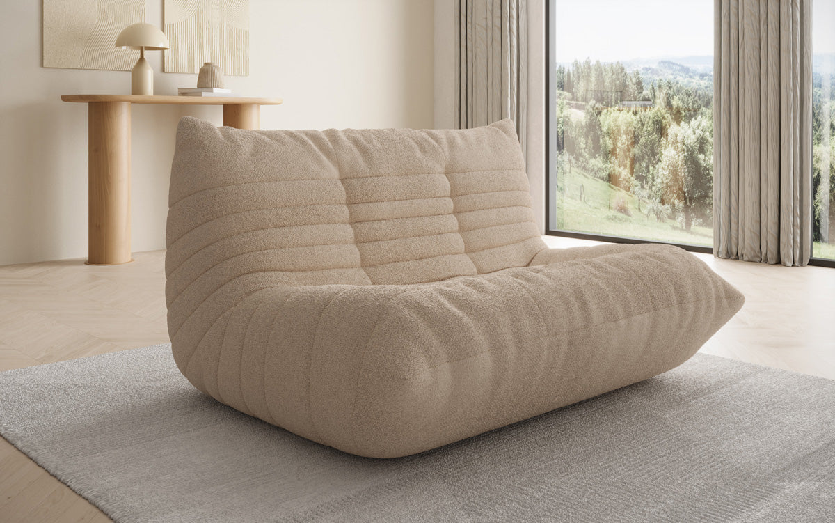 Designer 2-zits bank Calmo in Teddystof Bouclé