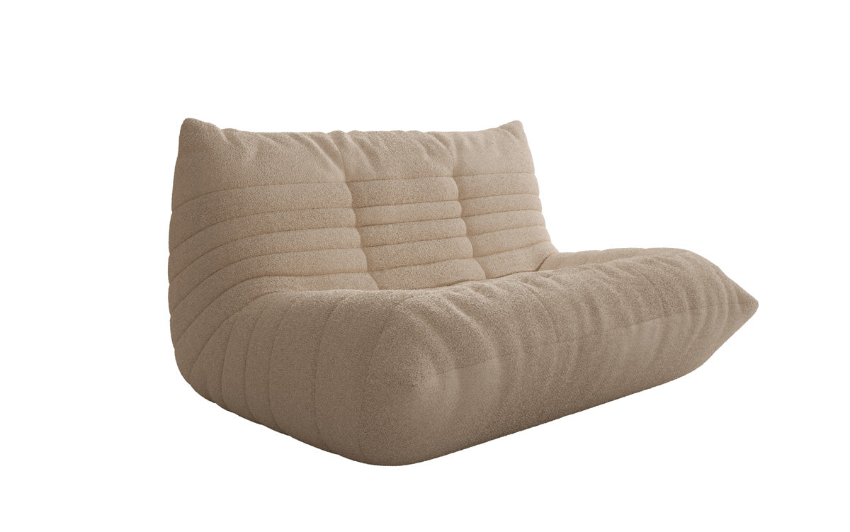 Designer 2-zits bank Calmo in Teddystof Bouclé