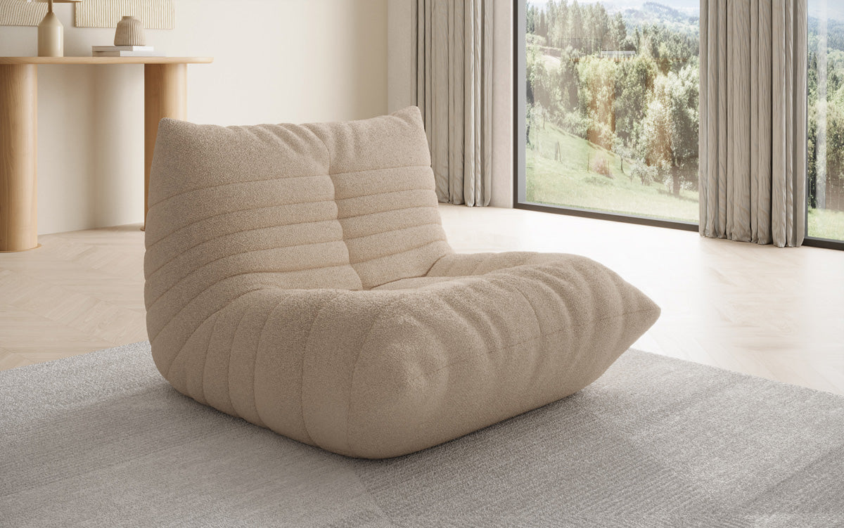 Designer Sofa-fauteuil Calmo in Teddystof Bouclé