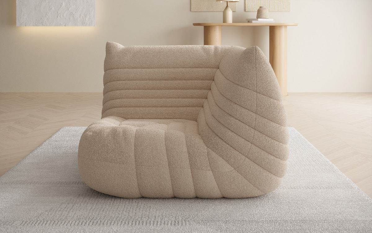 Designer Eckmodul Sofa-Sessel Calmo in Teddystof Bouclé