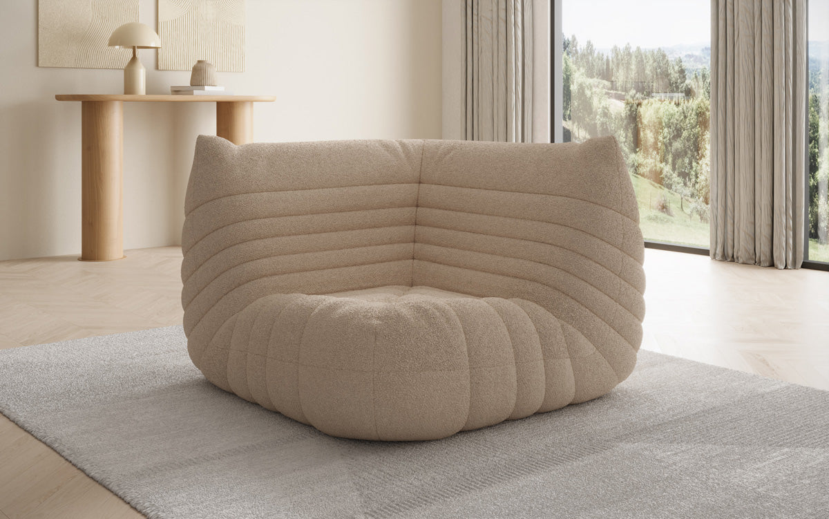 Designer Eckmodul Sofa-Sessel Calmo in Teddystof Bouclé