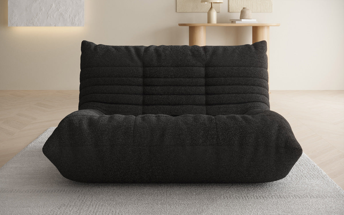 Designer 2-zits bank Calmo in Teddystof Bouclé