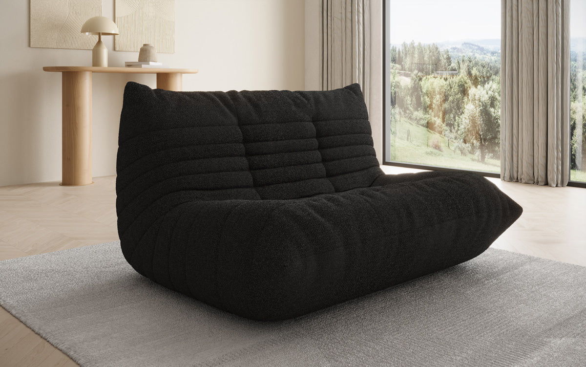Designer 2-zits bank Calmo in Teddystof Bouclé