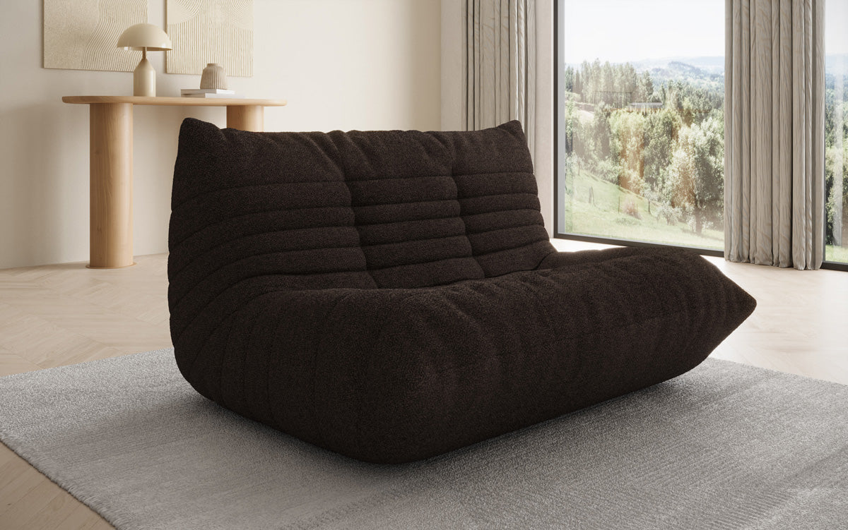 Designer 2-zits bank Calmo in Teddystof Bouclé