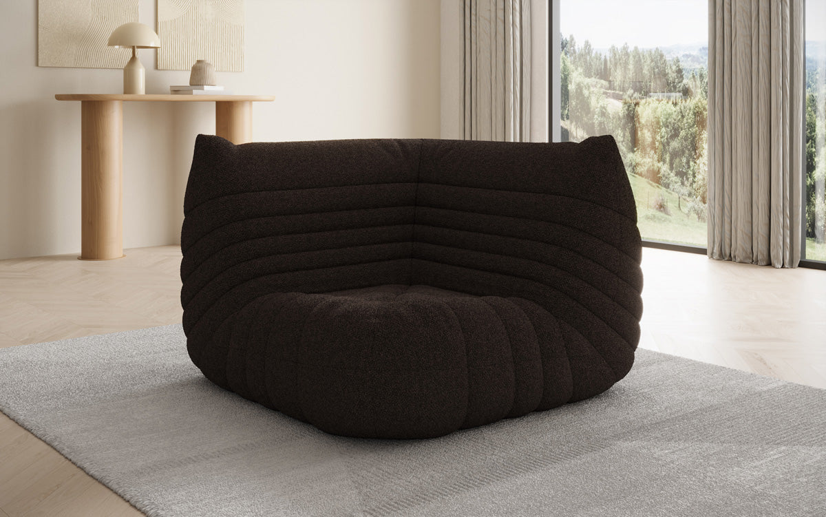 Designer Eckmodul Sofa-Sessel Calmo in Teddystof Bouclé