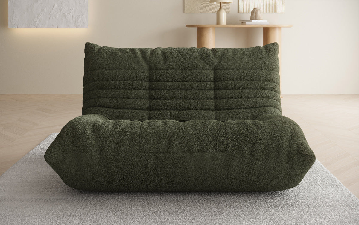 Designer 2-zits bank Calmo in Teddystof Bouclé