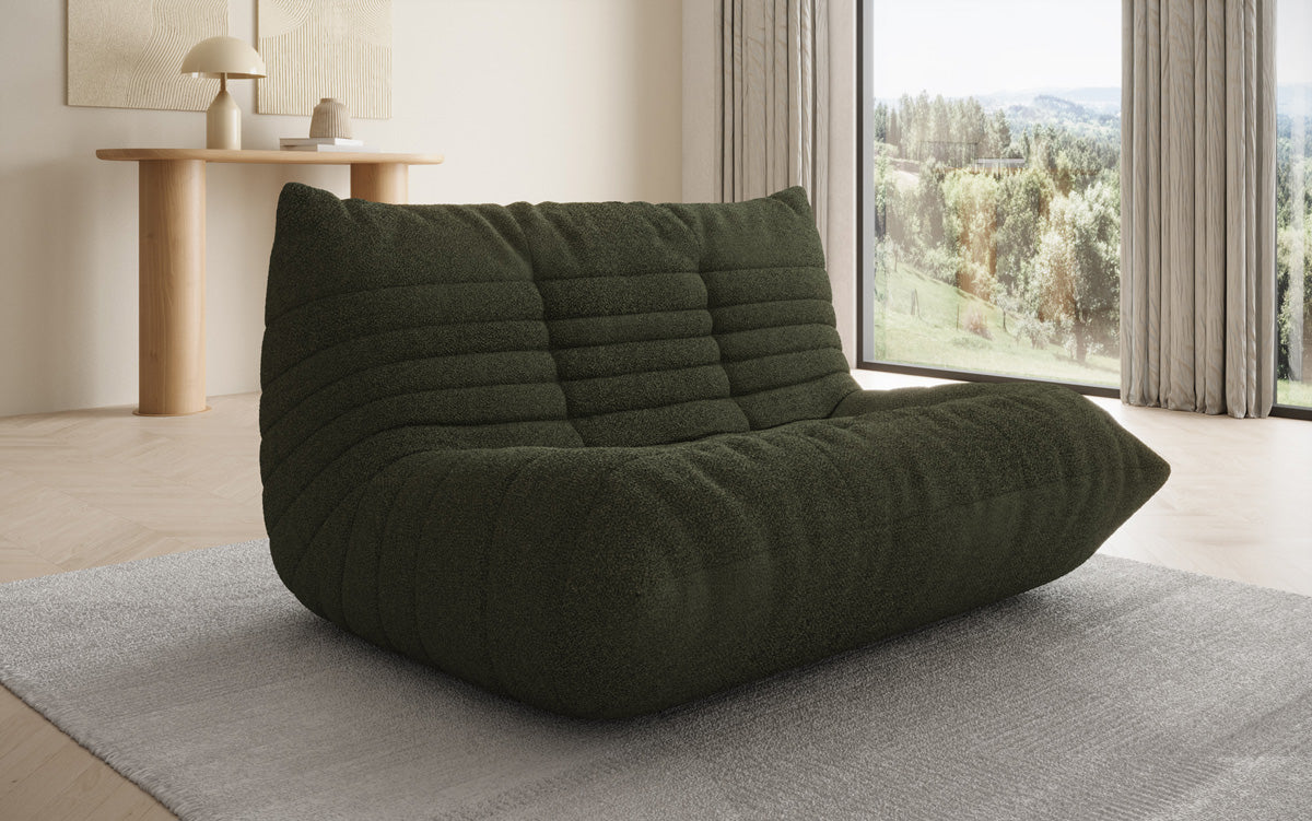 Designer 2-zits bank Calmo in Teddystof Bouclé