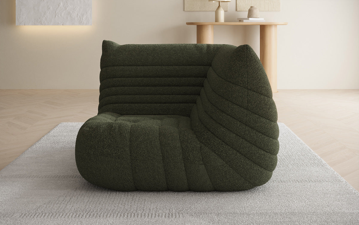 Designer Eckmodul Sofa-Sessel Calmo in Teddystof Bouclé