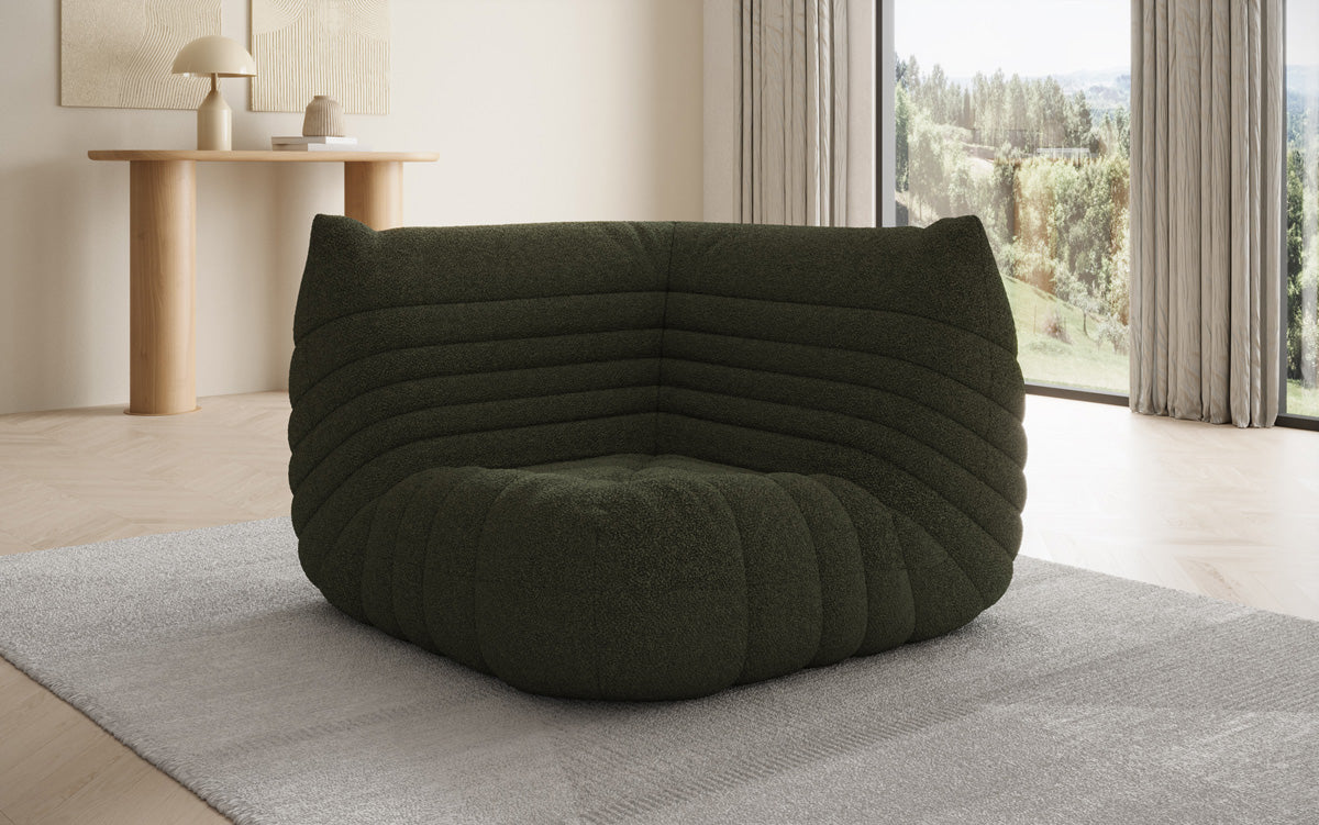 Designer Eckmodul Sofa-Sessel Calmo in Teddystof Bouclé
