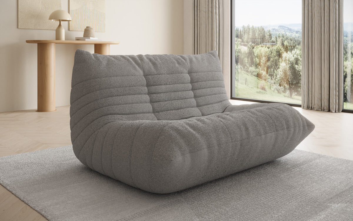 Designer 2-zits bank Calmo in Teddystof Bouclé