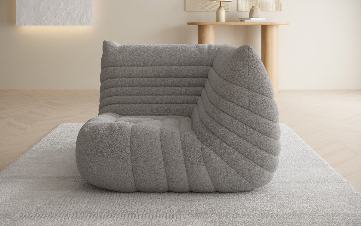 Designer Eckmodul Sofa-Sessel Calmo in Teddystof Bouclé