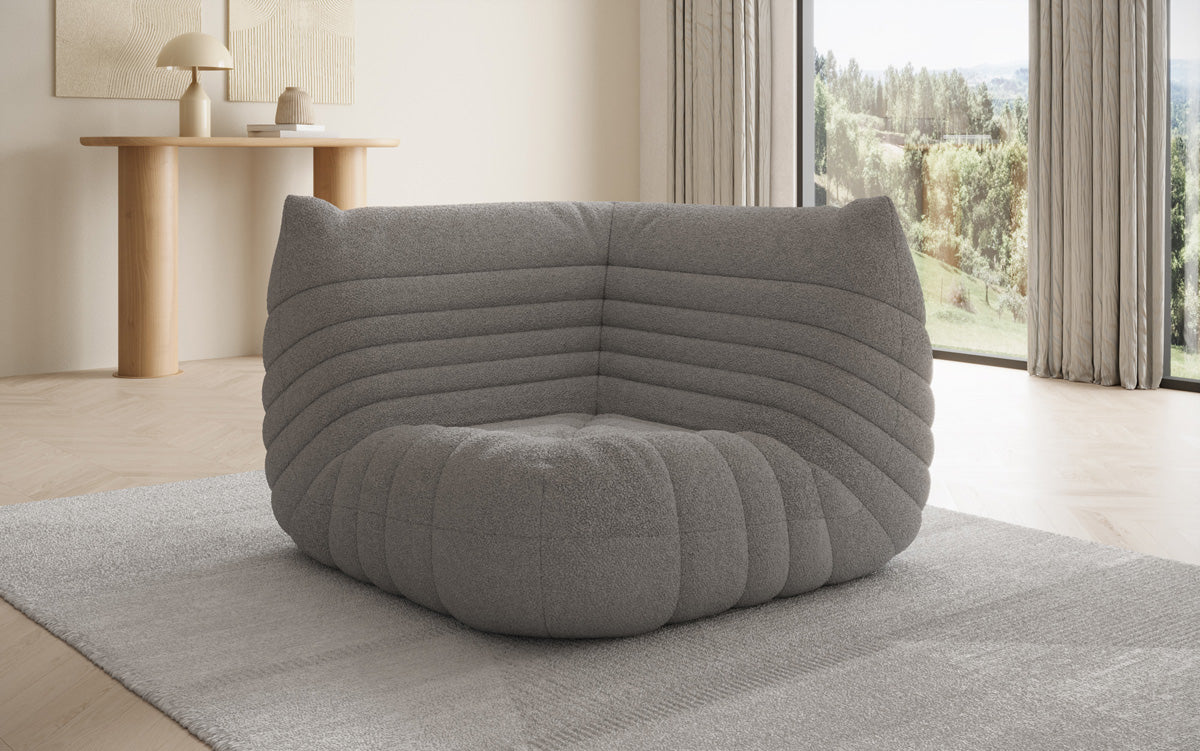 Designer Eckmodul Sofa-Sessel Calmo in Teddystof Bouclé