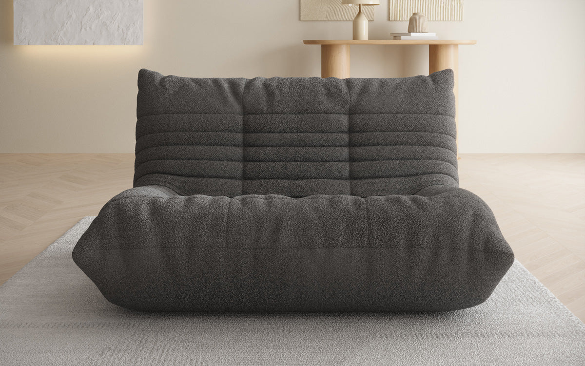 Designer 2-zits bank Calmo in Teddystof Bouclé