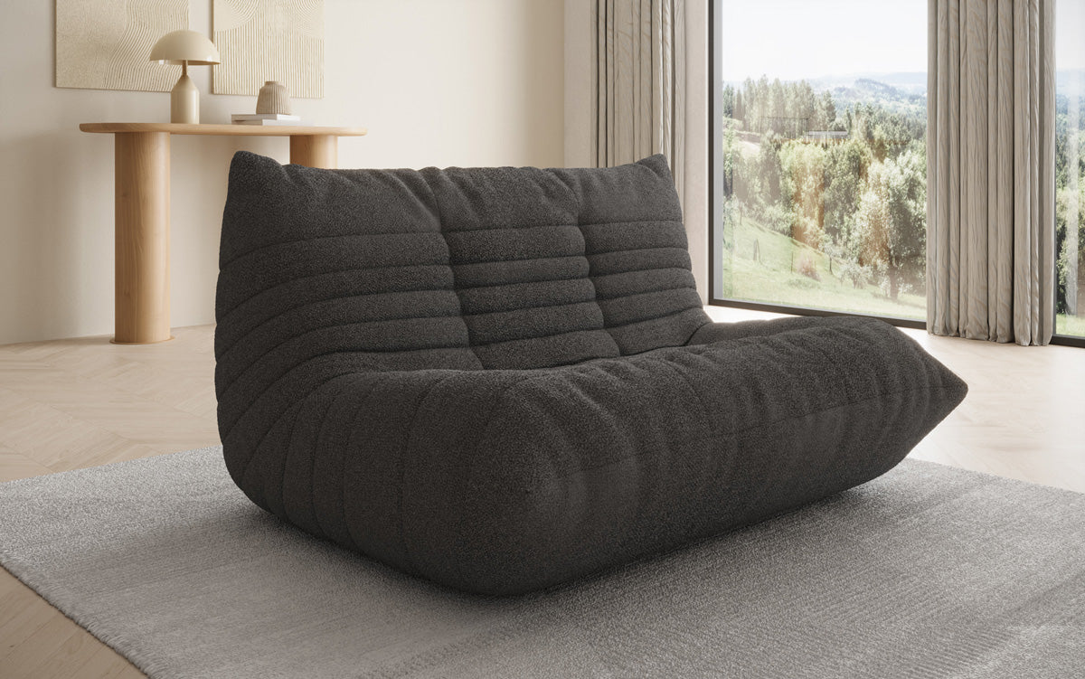 Designer 2-zits bank Calmo in Teddystof Bouclé