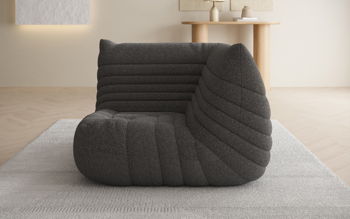 Designer Eckmodul Sofa-Sessel Calmo in Teddystof Bouclé