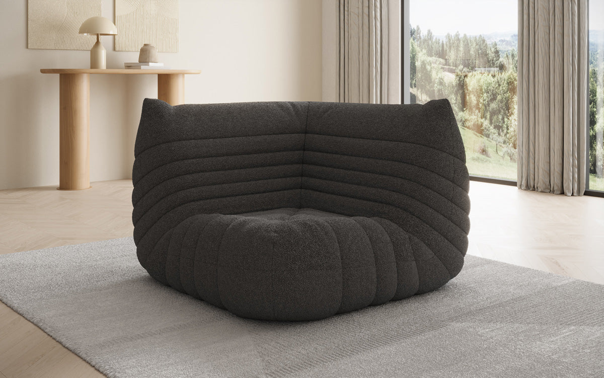 Designer Eckmodul Sofa-Sessel Calmo in Teddystof Bouclé