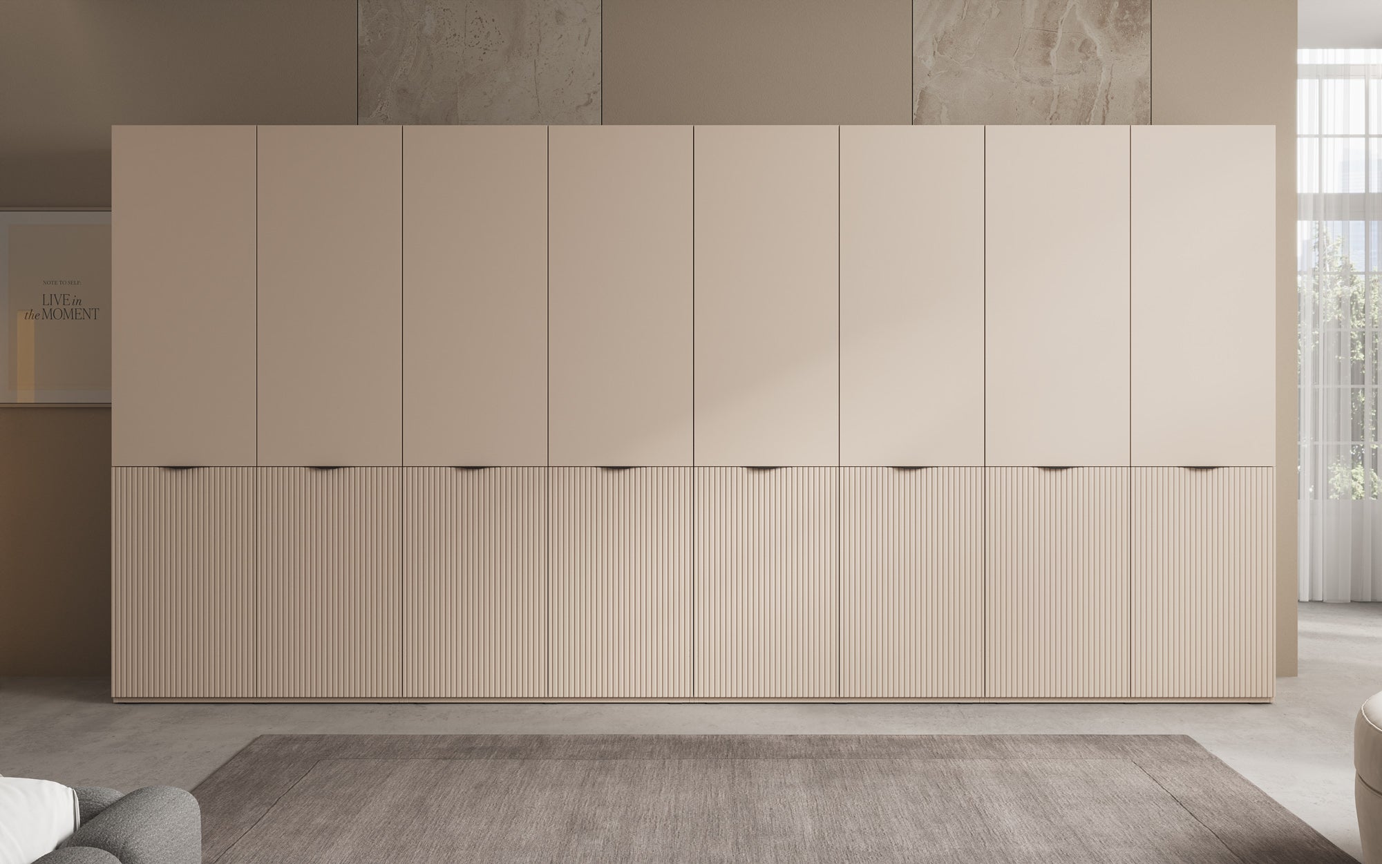 Modulo Faro XL – Viermodulige design-kledingkast met gestructureerd MDF-front