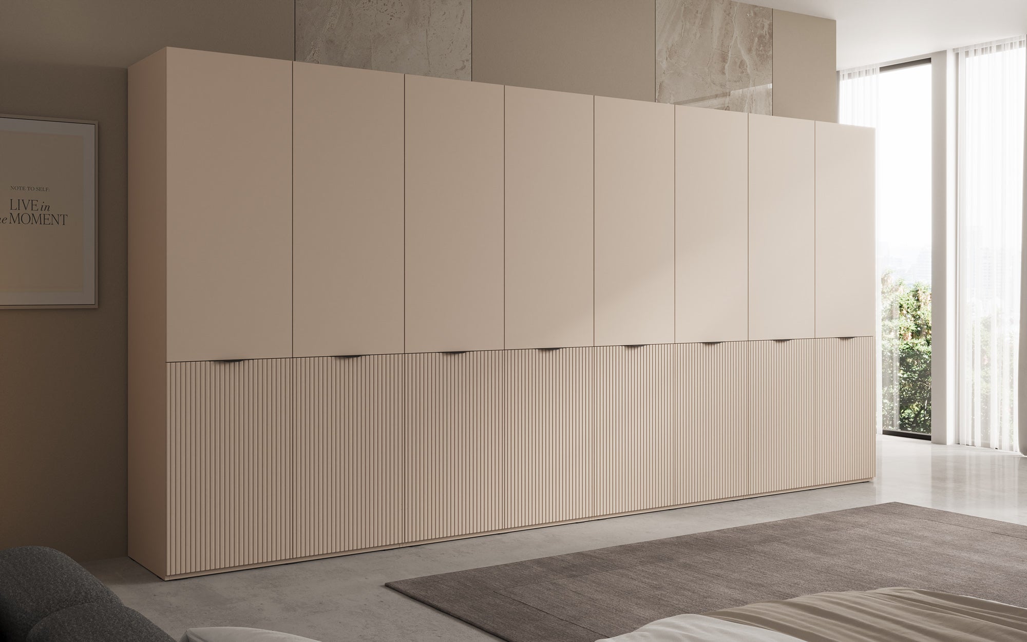 Modulo Faro XL – Viermodulige design-kledingkast met gestructureerd MDF-front