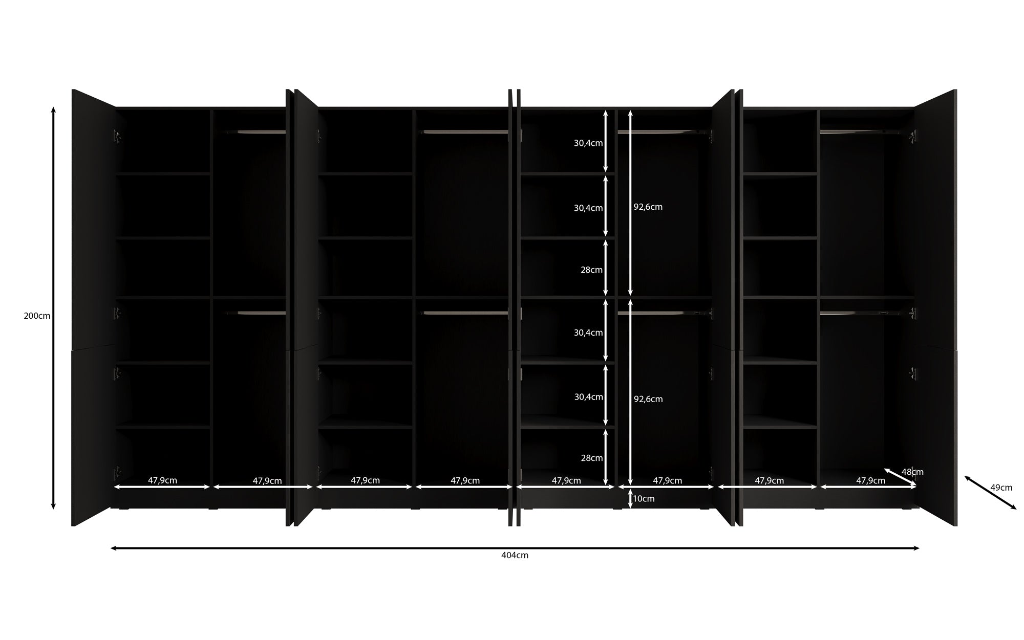 Modulo Faro XL – Viermodulige design-kledingkast met gestructureerd MDF-front