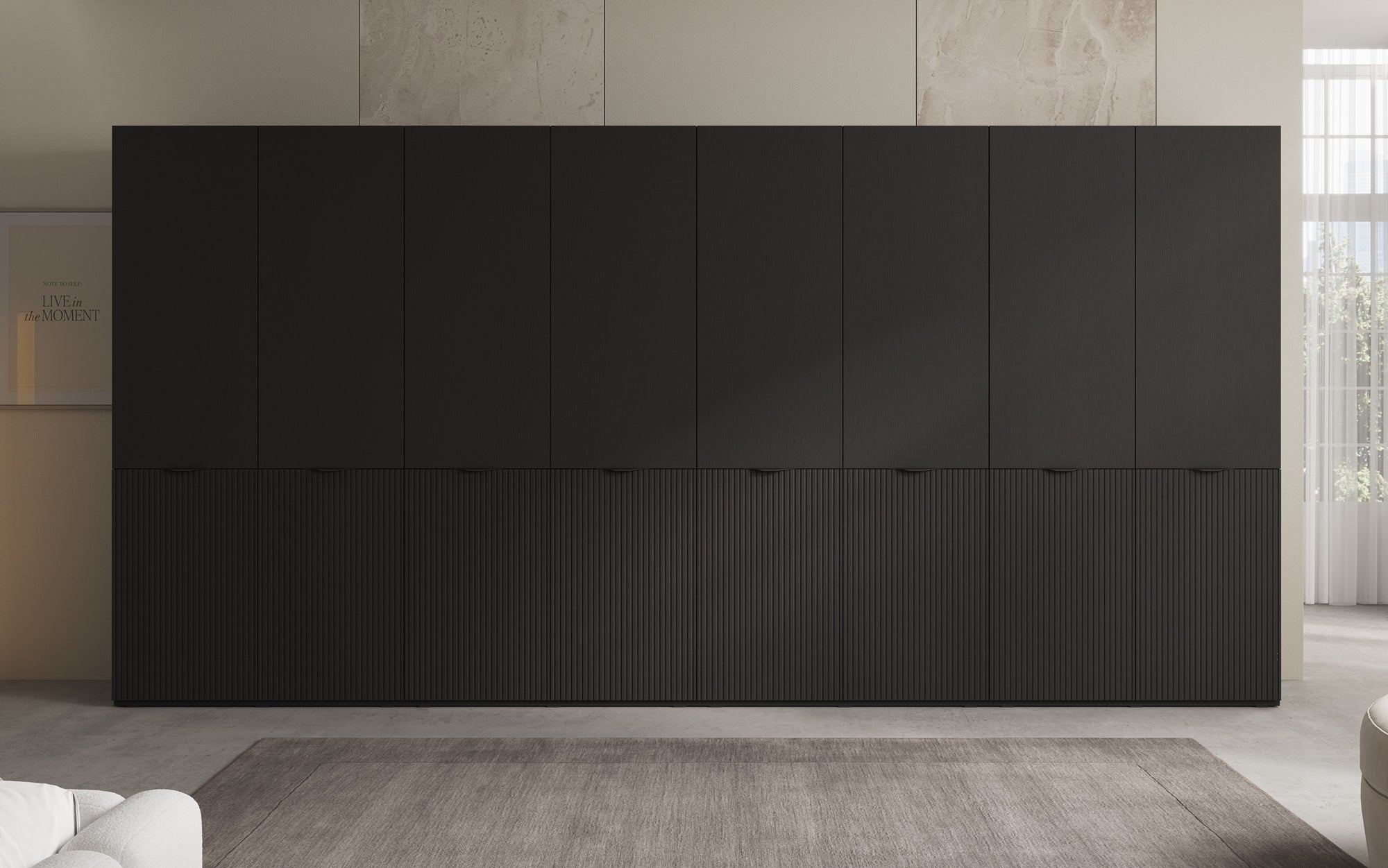 Modulo Faro XL – Viermodulige design-kledingkast met gestructureerd MDF-front