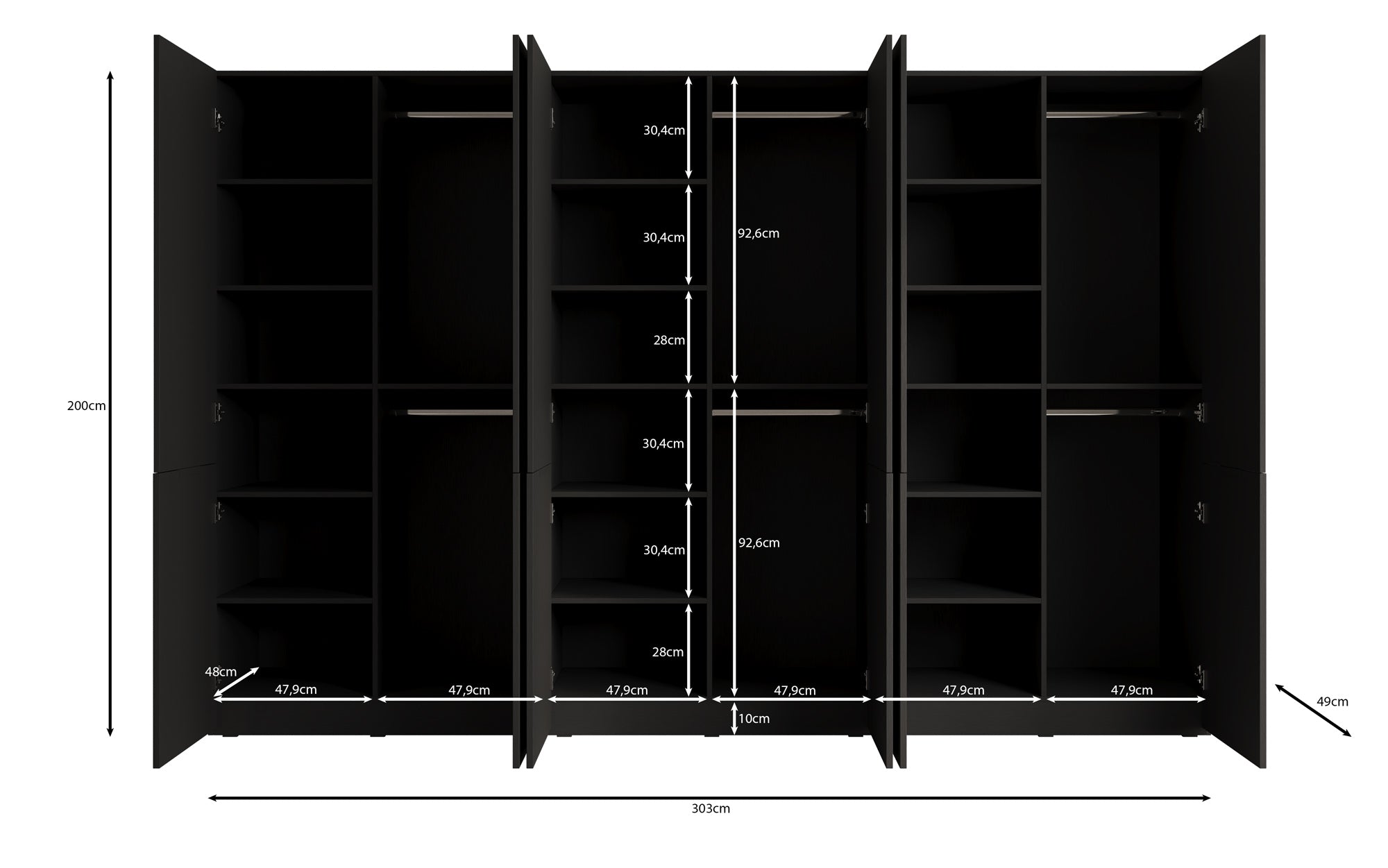 Modulo Faro – Drievoudige design-kledingkast met gestructureerd MDF-front