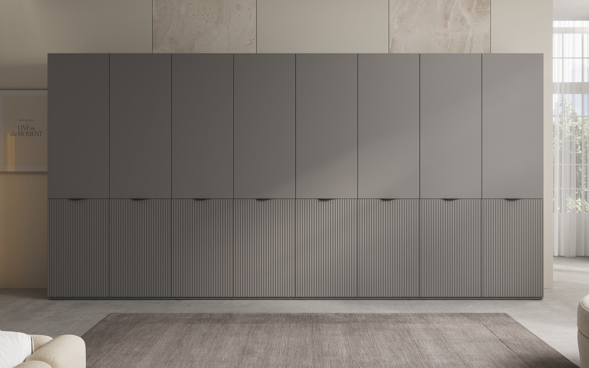 Modulo Faro XL – Viermodulige design-kledingkast met gestructureerd MDF-front