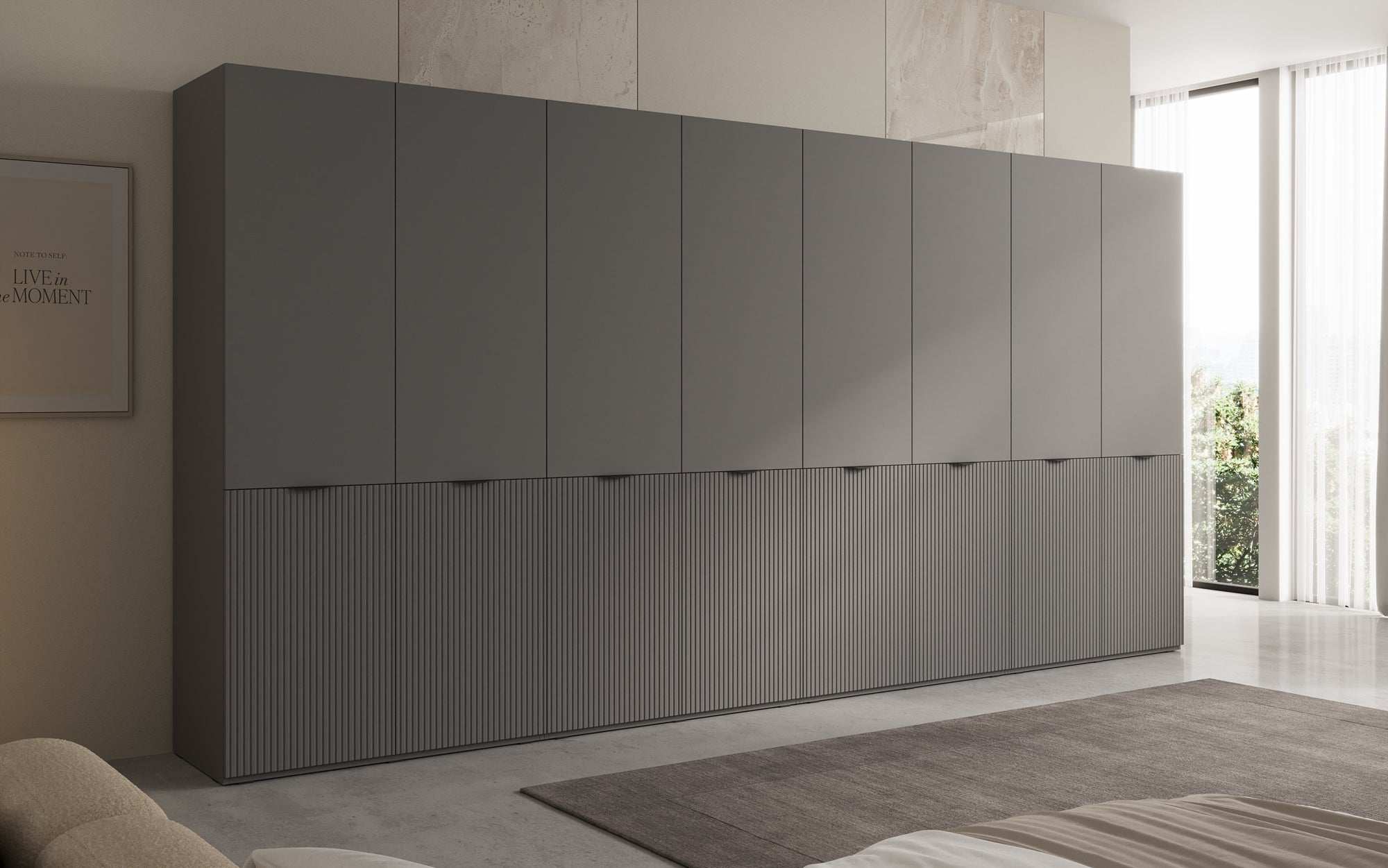 Modulo Faro XL – Viermodulige design-kledingkast met gestructureerd MDF-front