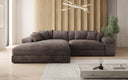 Designer-hoekbank Bernardo met brede ottomane in Ribstof