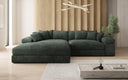 Designer-hoekbank Bernardo met brede ottomane in Ribstof