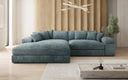 Designer-hoekbank Bernardo met brede ottomane in Ribstof