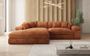 Designer-hoekbank Bernardo met brede ottomane in Ribstof