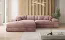 Designer-hoekbank Bernardo met brede ottomane in Ribstof
