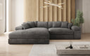 Designer-hoekbank Bernardo met brede ottomane in Ribstof
