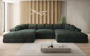 Designersofa Bernardo U met brede ottomane in ribstof