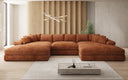Designersofa Bernardo U met brede ottomane in ribstof