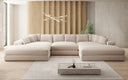 Designsofa Bernardo U met brede ottomane in structuurstof