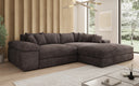 Designer-hoekbank Bernardo met brede ottomane in Ribstof